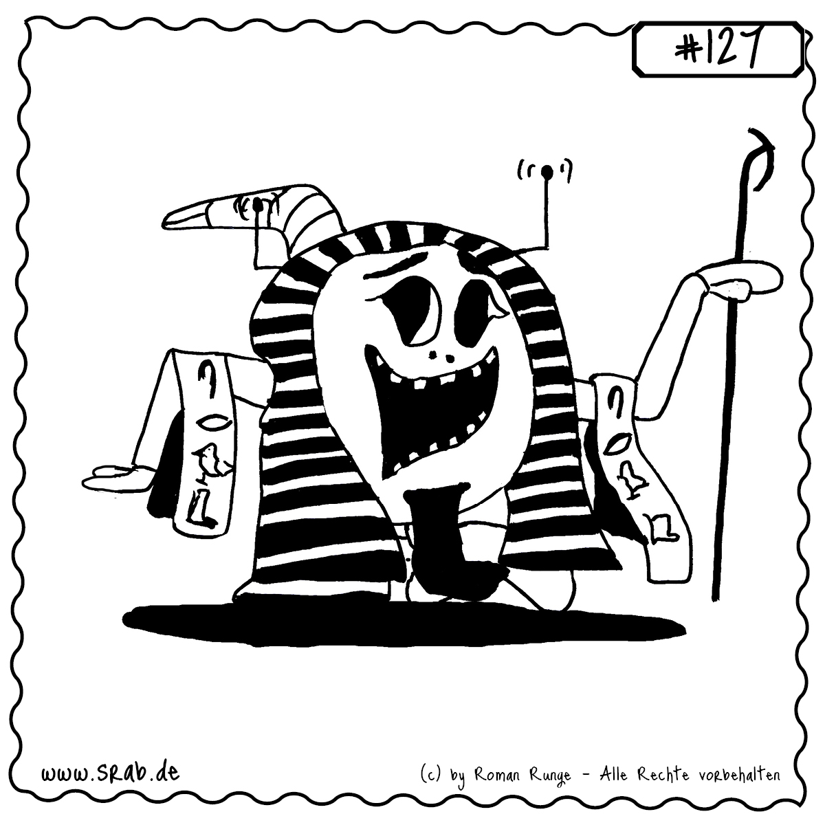 Srab #127 – Pharao Geschichte Ägypten 1 Dieser Srab nimmt dich mit auf eine Reise ins Alte Ägypten. Mit klassischem Pharaonen-Kopfschmuck, königlichem Bart und Hieroglyphen-Schärpen regiert er mit Stil. Ideal für Unterrichtsmaterialien, Geschichtsprojekte oder einfach nur als ägyptisch-kultiger Hingucker.