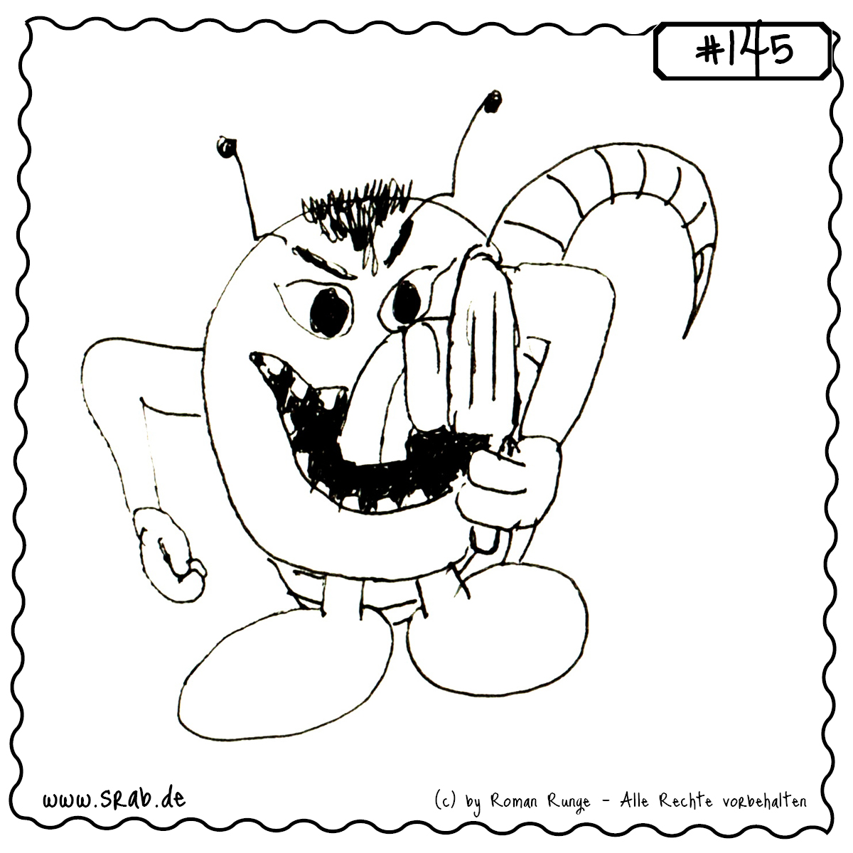 Ein Srab mit Sommerlaune – und einer klaren Mission: Das Eis gehört mir! Mit weit herausgestreckter Zunge, grimmigem Blick und einer entschlossenen Haltung leckt er an einem Eis am Stiel. Ein perfektes Motiv für hitzige Sommertage, kleine Trotzphasen und große Leckermäuler.