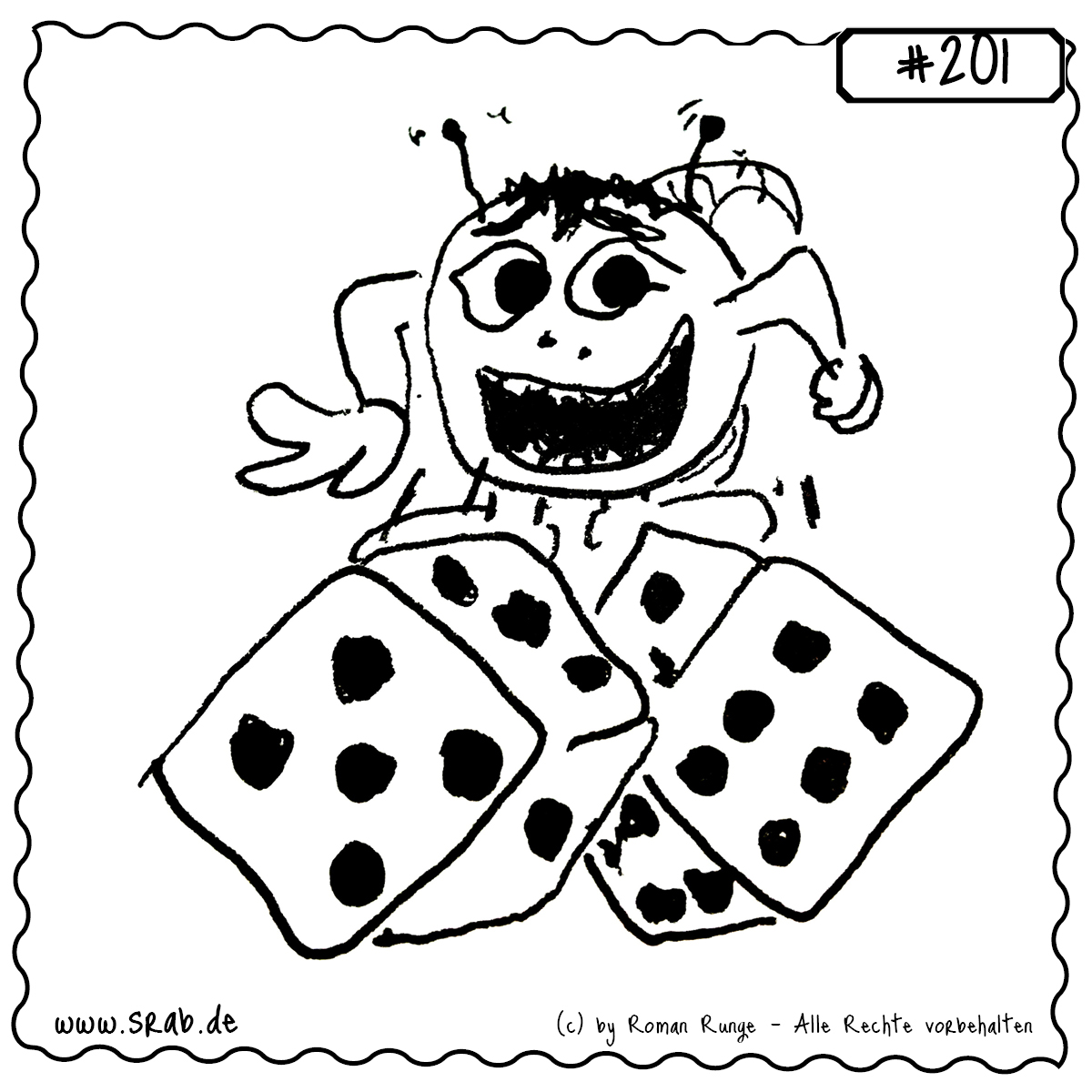 Srab #201 – Wuerfel Spiel Glueck Hobby Chaos 1 Verspielter Srab mit Riesenglücksgefühlen – das perfekte Motiv für alle, die gern zocken, knobeln oder dem Zufall eine Chance geben.