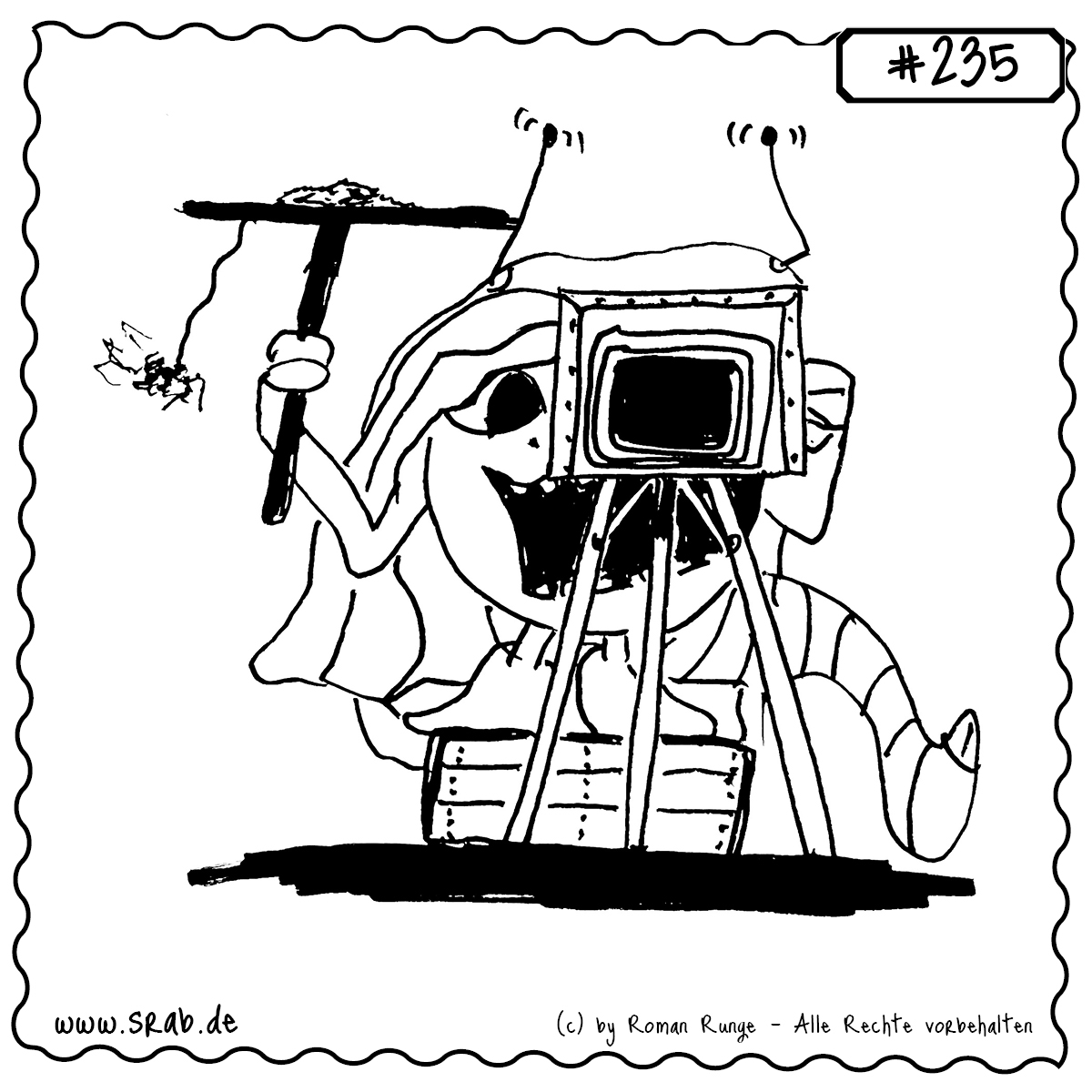 Ein Srab als klassischer Fotograf mit antiker Kamera auf Stativ, Zündblitz und Laken über dem Kopf – eine charmante Hommage an die Anfänge der Fotografie. Ideal für Fotofans, Retro-Liebhaber und kreative Geschenkideen.