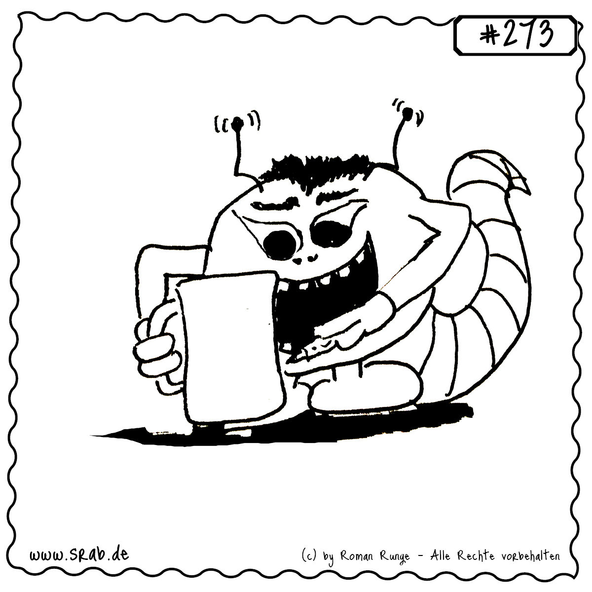 Dieser Srab hat sichtlich Spaß beim Bemalen eines großen Bechers – mit einem Keks in der Hand und einem breiten Grinsen im Gesicht. Ideal für alle, die Kreativität, Kaffee und gute Laune lieben. Perfekt als Geschenk für Kunstliebhaber, Lehrer oder DIY-Fans.