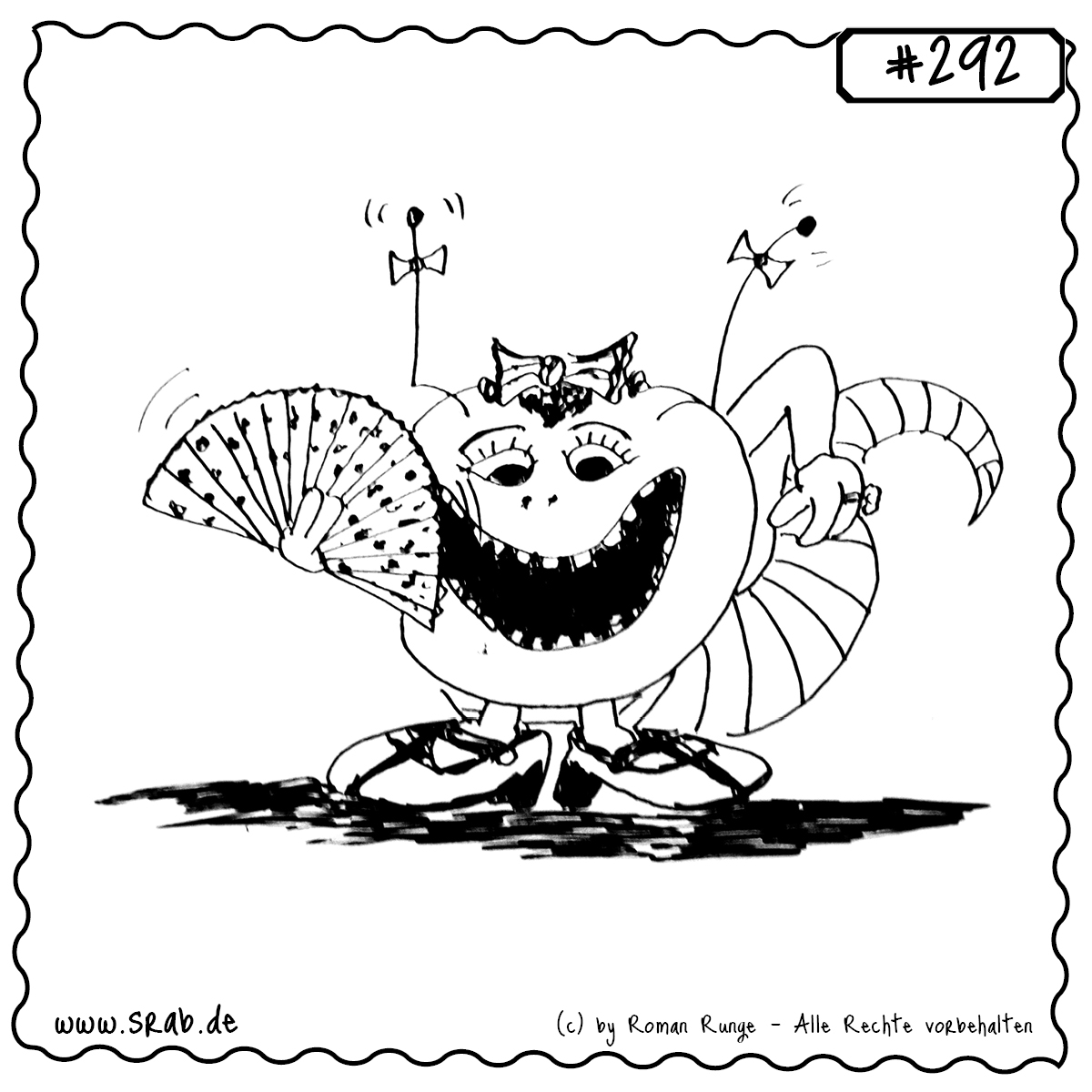 Srab #292 – Kostuem Faecher Schleifen Maedchen Dame 1 Ein eleganter Srab in Damenkostüm mit Fächer, Schleifen und Ballerinas. Dieses niedliche Motiv bringt verspielten Charme in jedes Design – ideal für Kinder, Fasching oder einfach zum Schmunzeln.