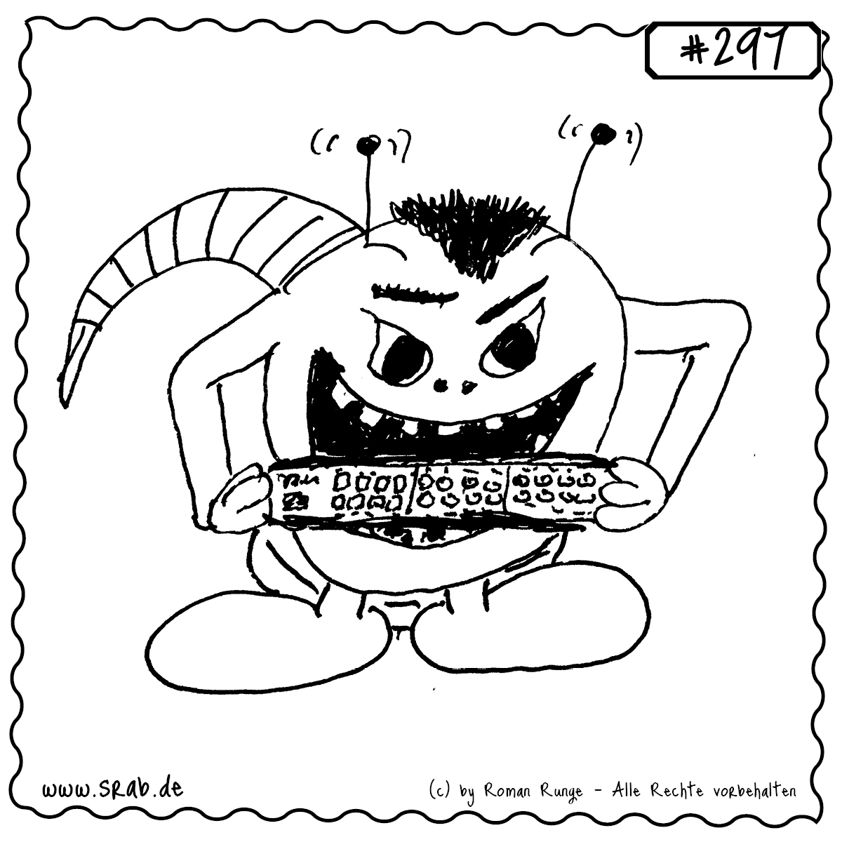 Dieser Srab ist ganz in seinem Element – hochkonzentriert tippt er auf seiner Computertastatur herum, als würde er das Universum hacken. Mit entschlossenem Blick und voller Energie verkörpert er den Prototypen eines Technik-Nerds oder IT-Profis. Perfekt für alle, die Bits & Bytes lieben oder im Hardware-Dschungel zuhause sind.