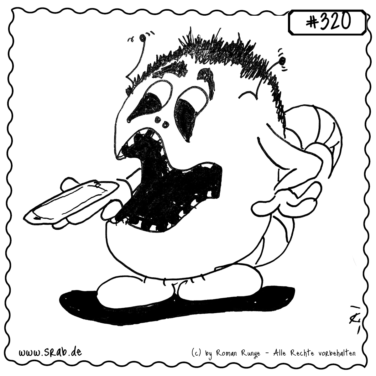 Srab #320 – Smartphone Sprachnachricht Telefonieren Alien 1 Dieser Srab nutzt sein Smartphone – ob er gerade eine Sprachnachricht versendet oder telefoniert, bleibt offen. Sein Gesichtsausdruck ist voller Emotion: entweder erzählt er etwas Spannendes oder regt sich über etwas auf. Typisch Alltagssituation, wie man sie kennt. Perfekt für Technikfans, Digital Natives und alle, die ständig am Handy hängen.