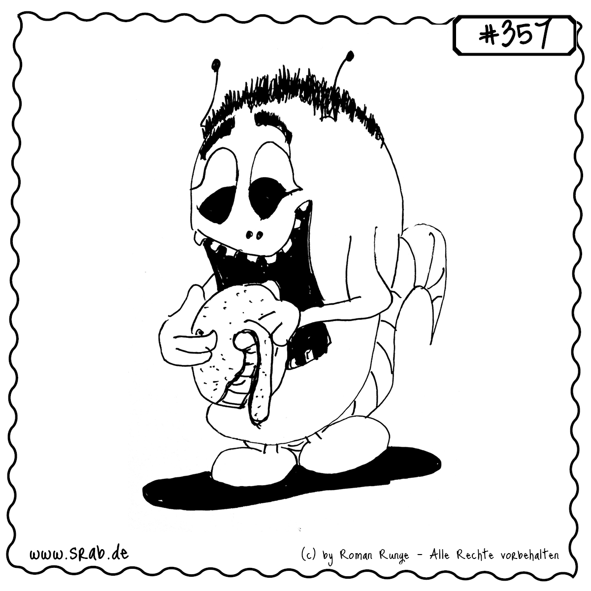 Srab #357 – Mandarine Schale Srab Snackt 1 Dieser Srab widmet sich konzentriert einer Mandarine – Schale für Schale legt er das Fruchtfleisch frei. Ein Moment der Ruhe, der nach Pausenzeit, Achtsamkeit und Vitamin C schreit. Ideal für Themen wie Ernährung, Ausgleich oder einfach zum Schmunzeln.