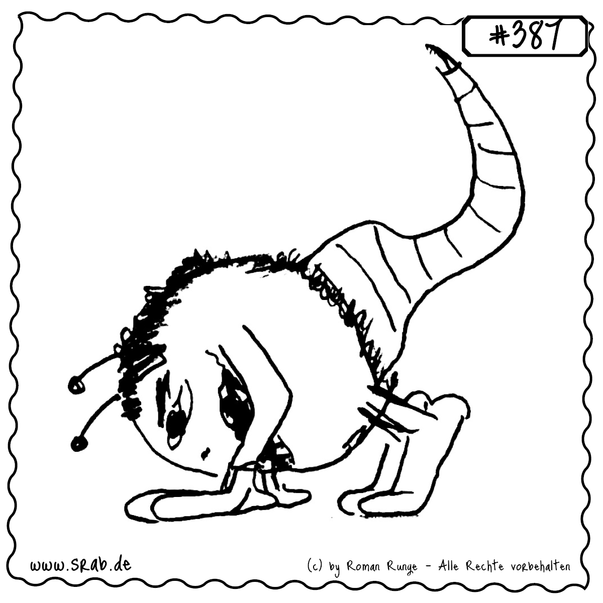 Srab #387 – Liegestuetz Training Fitness Kraft 1 Dieser Srab gibt alles beim Sport – mit hängendem Blick und schweißtreibendem Ehrgeiz stemmt er sich in den nächsten Liegestütz. Perfekt für alle, die wissen, dass Stärke im Kopf beginnt (und oft im Muskelkater endet).