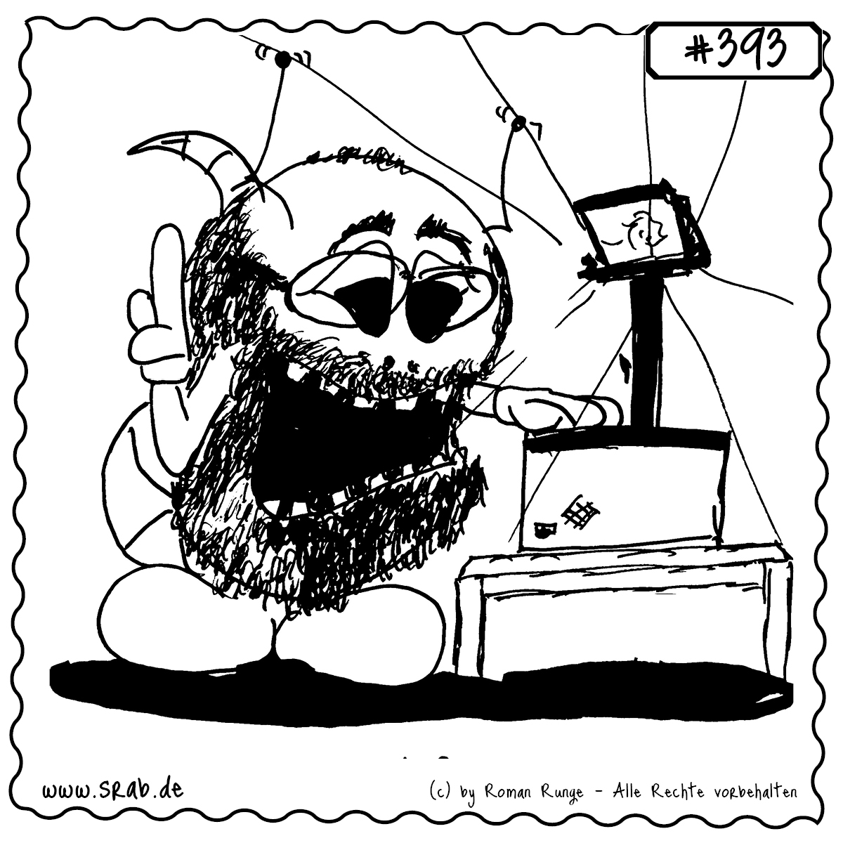 Srab #393 – Lehrer Overheadprojektor Bart Brille Vortrag 1 Dieser Srab hält mit Overheadprojektor, Bart und Brille einen leidenschaftlichen Vortrag. Ein charmantes Retro-Motiv für alle, die sich an alte Schulzeiten, Seminare oder Dozenten erinnern – humorvoll und nostalgisch.