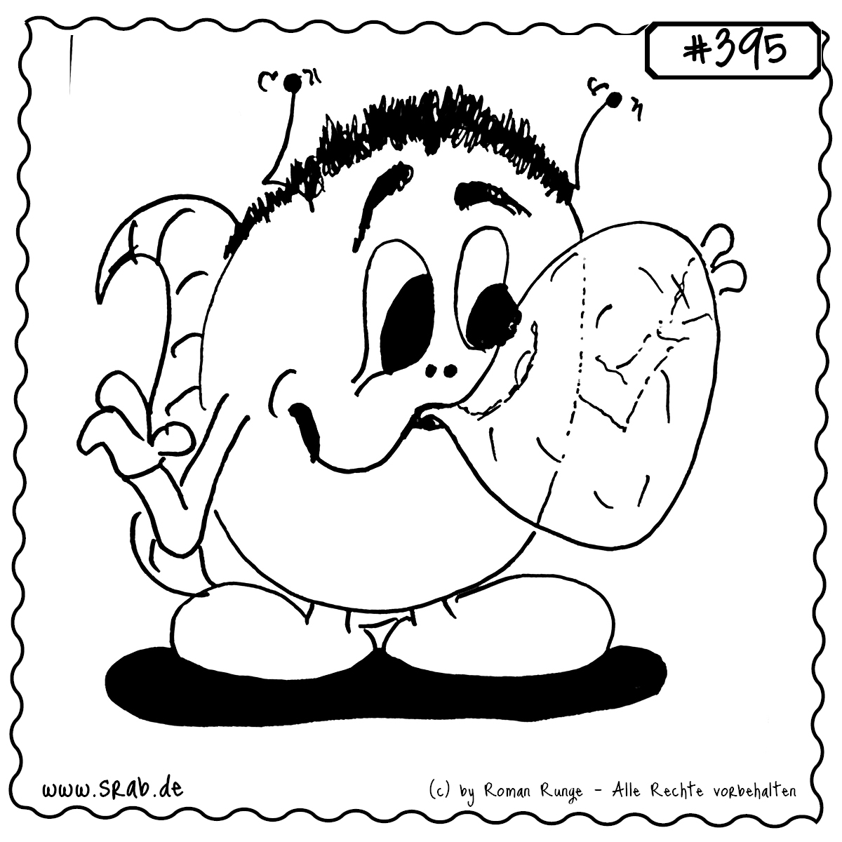 Dieser Srab ist mitten in einer riesigen Kaugummiblase versunken – kurz vor dem Platzen. Ein herrlich verspieltes Motiv rund um Süßes, Blasen und den kindlichen Spaß am Kaugummikauen.