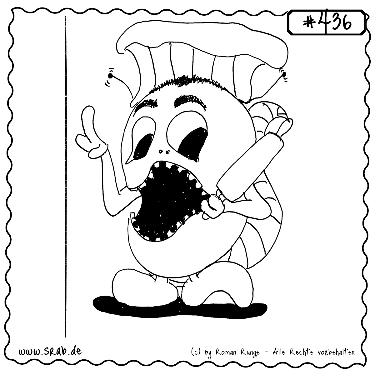 Srab #436 – Backt Mit Nudelholz Und Kochmuetze 1 Dieser Srab steht mit Nudelholz und gewaltiger Kochmütze bereit – voller Energie und Leidenschaft für alles, was mit Backen, Kochen und leckerem Chaos zu tun hat. Ein köstliches Motiv für Foodies und Küchenhelden.