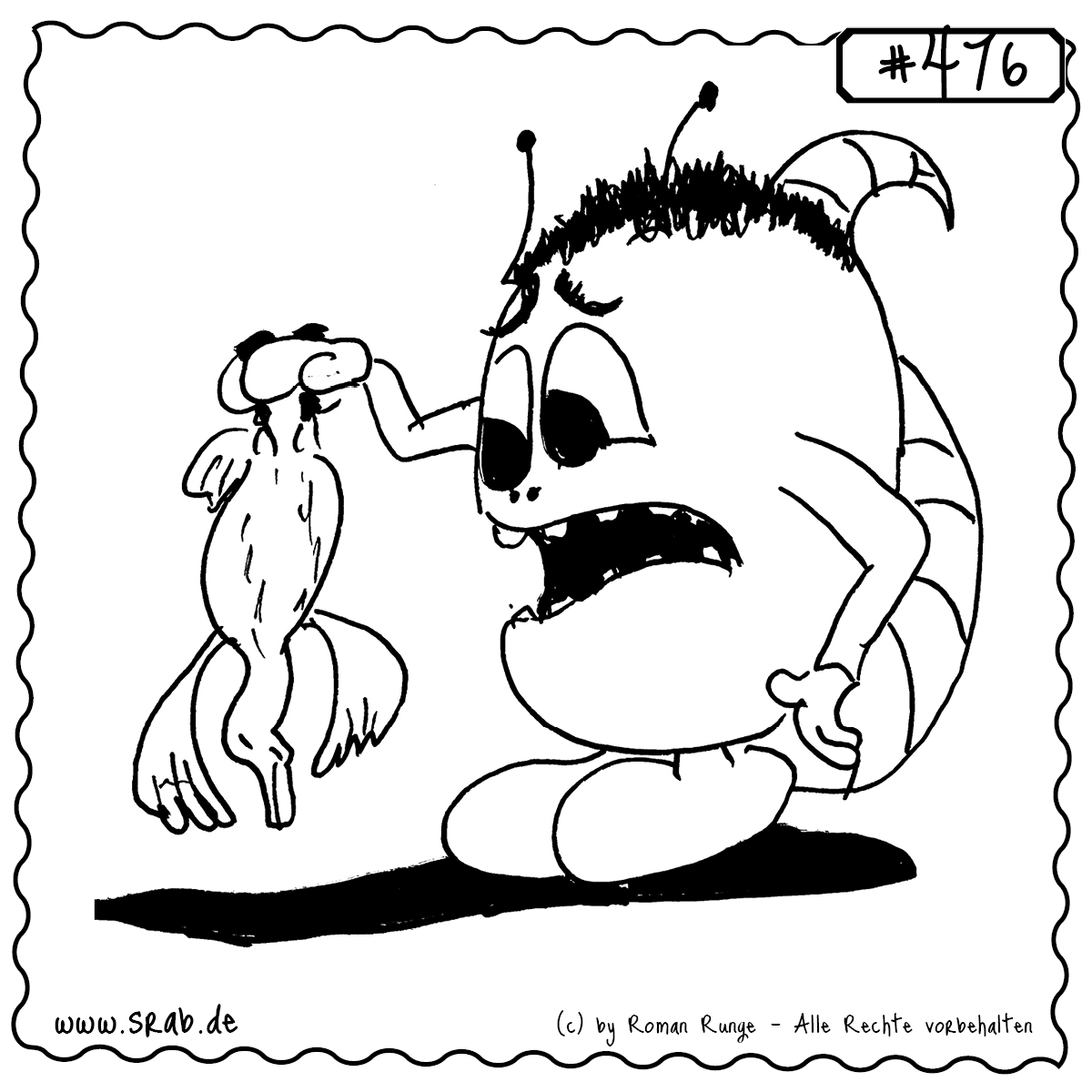 Srab #476 – Tote Ente About A Boy Traurig Tierfilm 1 Dieser Srab erinnert an die tragikomische Filmszene aus *About a Boy*, als ein Entenwurf mächtig schiefläuft. Mit ernster Miene hält der Srab eine reglose Ente – ein Motiv irgendwo zwischen Filmzitat, Mitgefühl und schwarzem Humor.