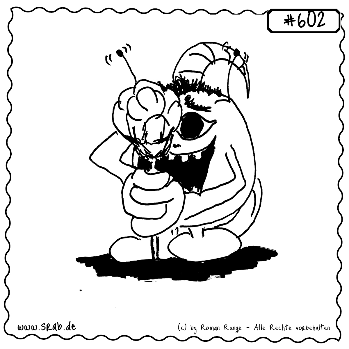 Mit einer Rose in den Händen steht dieser Srab da – schüchtern, charmant und voller Gefühl. Ein liebevolles Motiv, das perfekt zu Freundschaft, Liebe und Dankbarkeit passt.