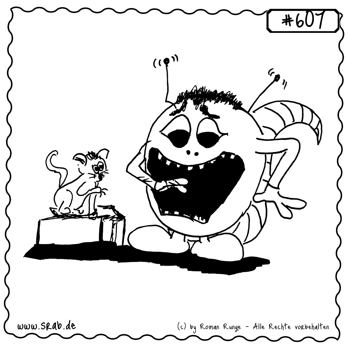 Dieser Srab wurde gerade von seiner pelzigen Mitbewohnerin erwischt – mitten im Krallen-Overkill! Ein herrlich überzeichneter Moment für Tierfreunde mit Humor.