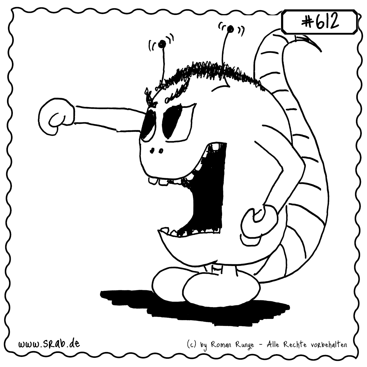 Mit ausgestreckter Faust und entschlossenem Blick zeigt dieser Srab, wie man auf Alien-Art Respekt zollt – die Ghettofaust ist gelandet! Ein starkes Zeichen für Zusammenhalt und Style.