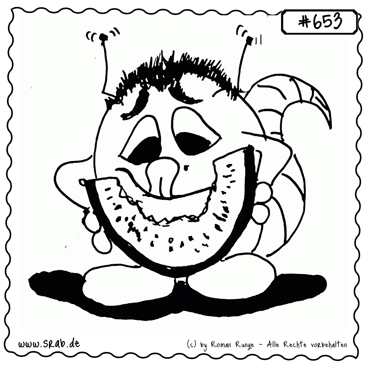 Srab #653 – Melone Essen Sommer Lecker Obst 1 Dieser Srab genießt eine große Scheibe Wassermelone – der Saft tropft, das Lächeln sitzt. Ein Symbol für unbeschwerten Sommer, süßen Genuss und kindliche Freude.