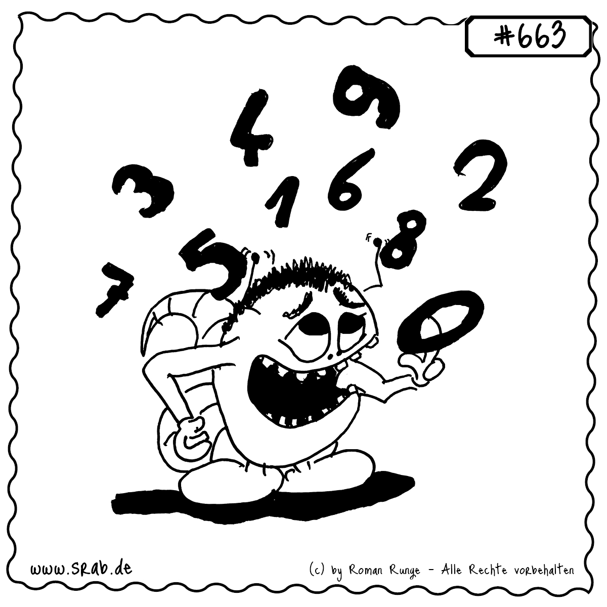 Srab #663 – Zahlen Mathe Rechnen Schule Lernen 1 Dieser Srab ist voll im Zahlensog! Umgeben von schwebenden Ziffern strahlt er Begeisterung für Mathe, Rechnen und Zahlen aus. Perfekt für alle, die Zahlen lieben oder sich als Lehrer:in, Schüler:in oder Nerd angesprochen fühlen.