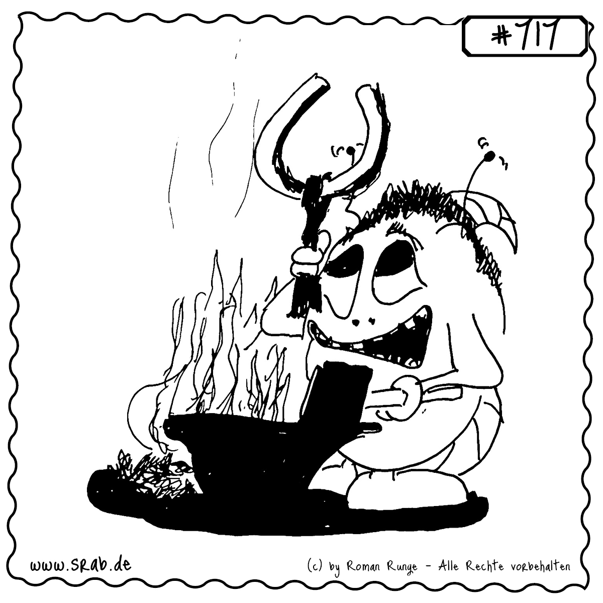 Srab #717 – Schmied Hufeisen Feuer Amboss 1 Dieser Srab steht am Amboss, das Feuer lodert, der Hammer ruht in der Hand – und stolz präsentiert er ein glühendes Hufeisen. Ein Schmied mit Herz (und Hitze).