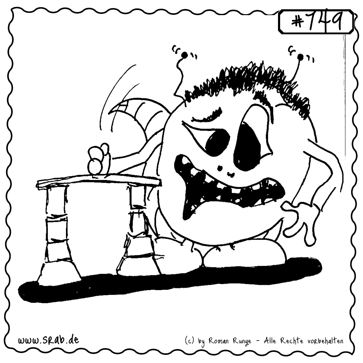 Ein Srab im Moment der Wahrheit – mit angespannter Faust vor einem instabilen Holzbrett. Seine verzerrte Miene zeigt: Das ging wohl gehörig daneben. Dieses Motiv vereint sportlichen Ehrgeiz mit schmerzhafter Selbsterkenntnis und einer Prise Humor. Ideal für Sportbegeisterte mit Selbstironie.