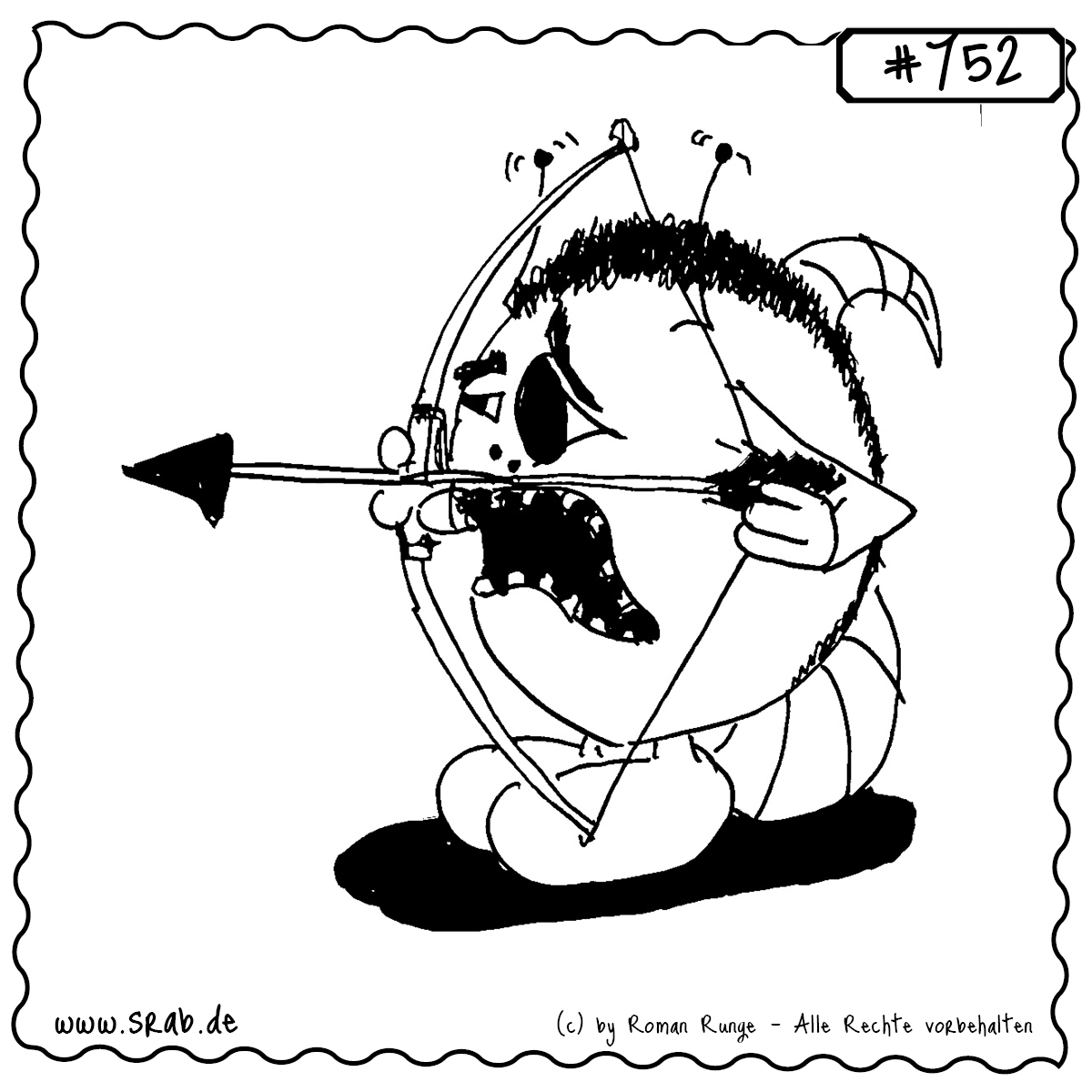 Hochkonzentriert sitzt dieser Srab im Schneidersitz und visiert sein Ziel mit einem gespannten Bogen an. Ob sportlicher Wettkampf oder außerirdische Jagd – hier geht es ums Treffen mit Präzision. Für alle, die den Fokus lieben.