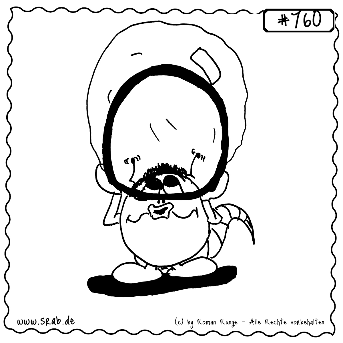 Dieser Srab hat sichtlich Freude am Pusten – und zwar nicht irgendwas, sondern eine gigantische Seifenblase! Mit gespitzten Lippen, vollem Körpereinsatz und einer mächtigen Blase vor dem Gesicht zeigt dieses Motiv auf charmante Weise kindliche Freude, Konzentration und Begeisterung für einfache Dinge.