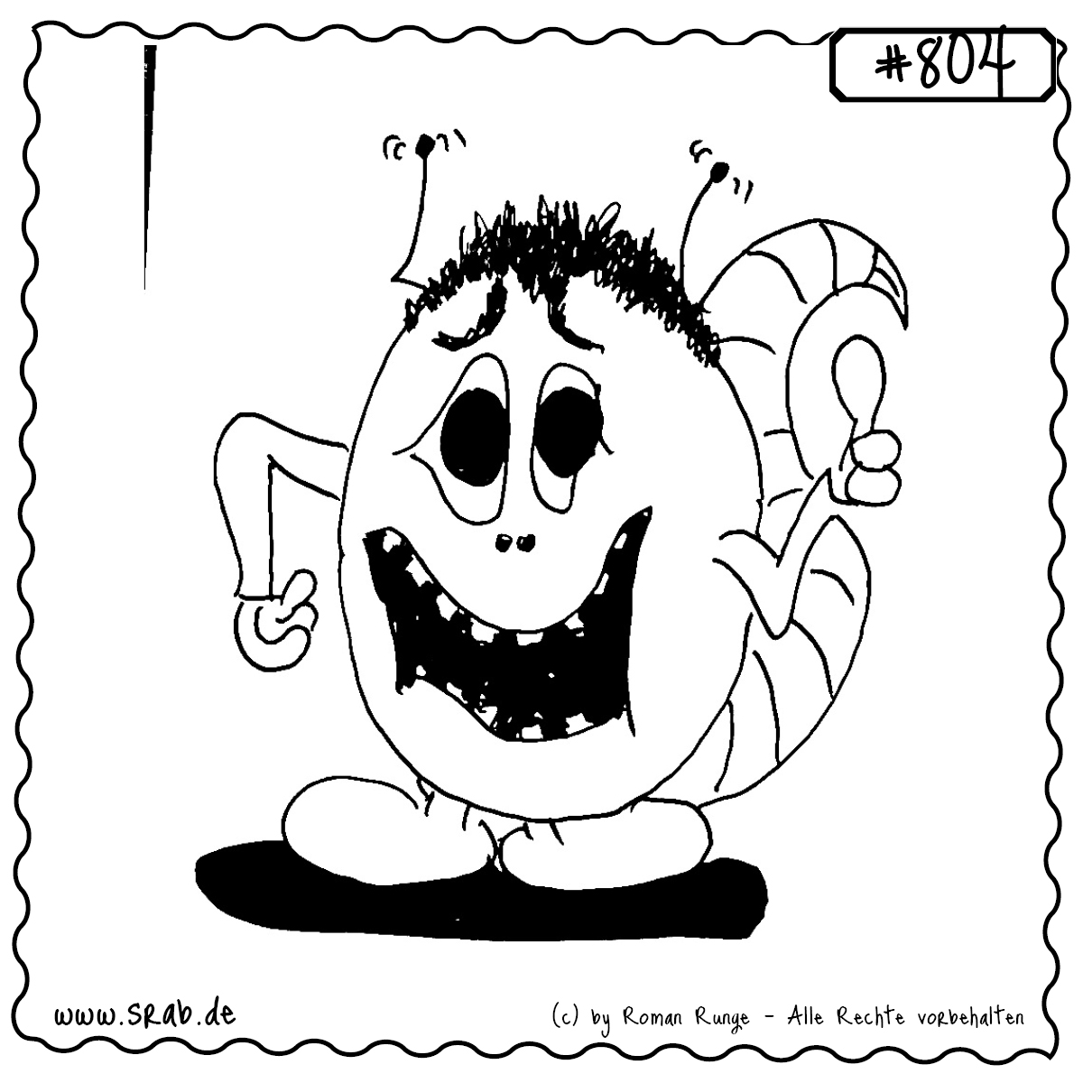 Ein fröhlicher Srab mit hochgestrecktem Daumen – ein Zeichen für Zustimmung, Lob oder Motivation. Ideal als Symbol für Erfolg, positives Feedback oder einfach als Gute-Laune-Macher im Alltag.