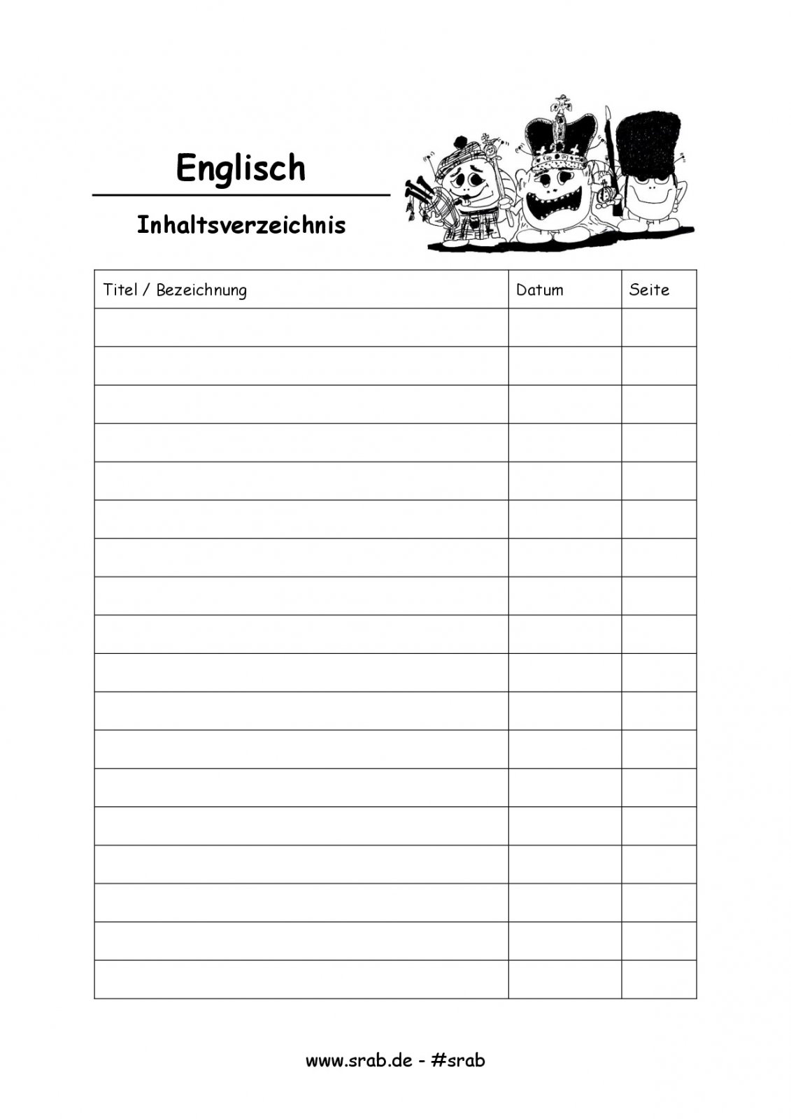 Inhaltsverzeichnisse für die Schule als PDF – ausfüllbar