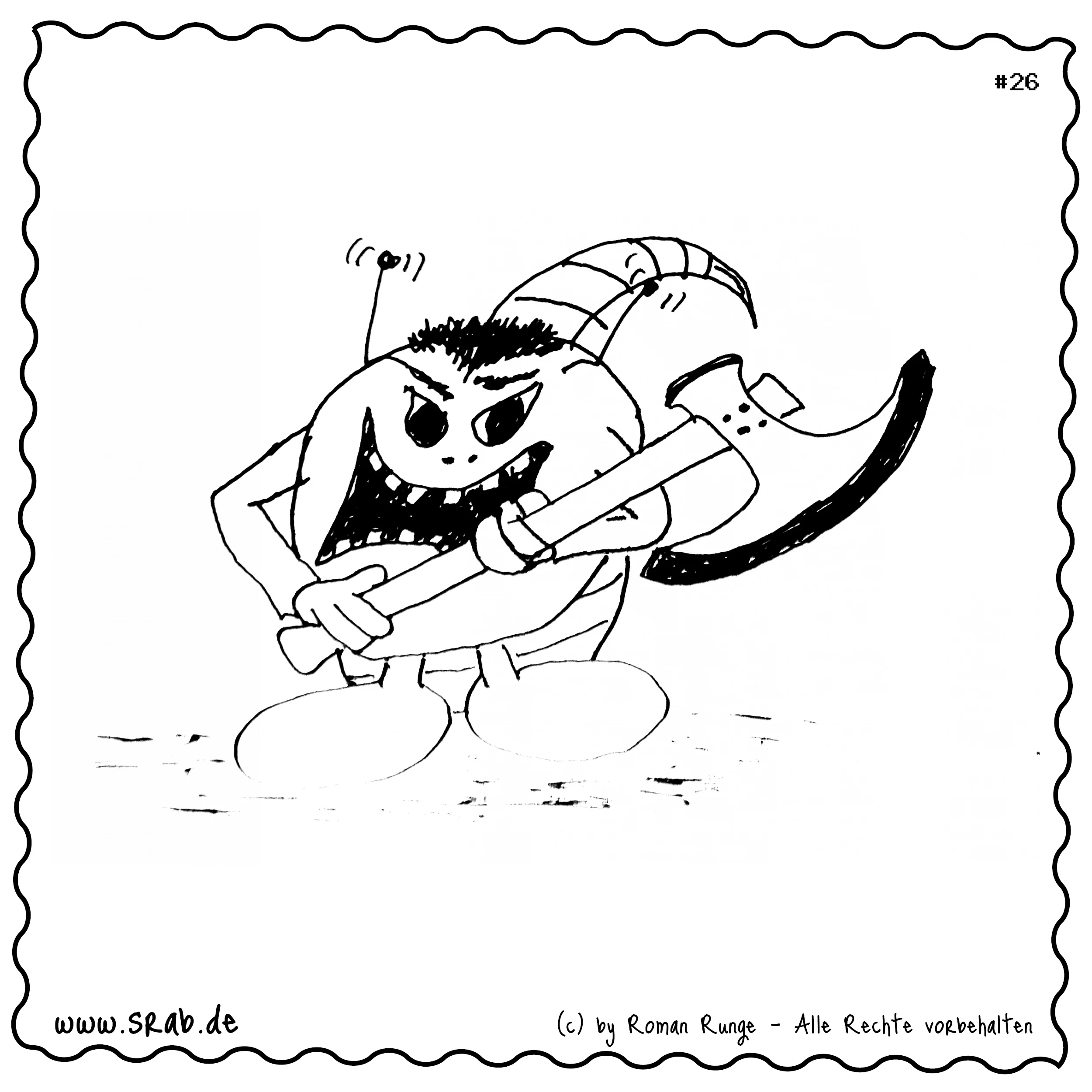 Srab #00026 - Axt Holzfaeller Henker Cartoon Alien