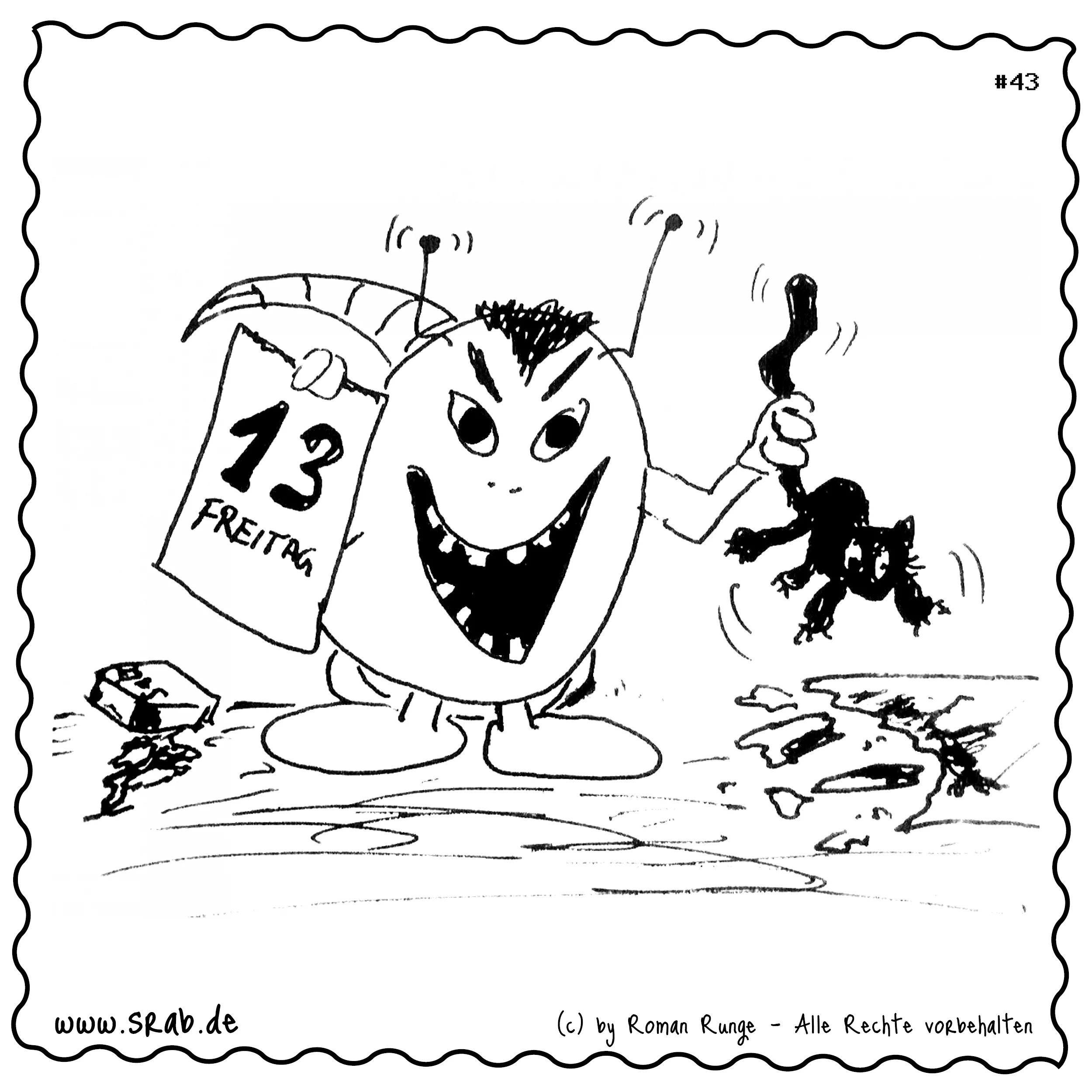 Srab #00043 - 0115 Freitag Der 13. Unglueck Glueck Pech Latze Kalender Scherben Salz Aberglaube