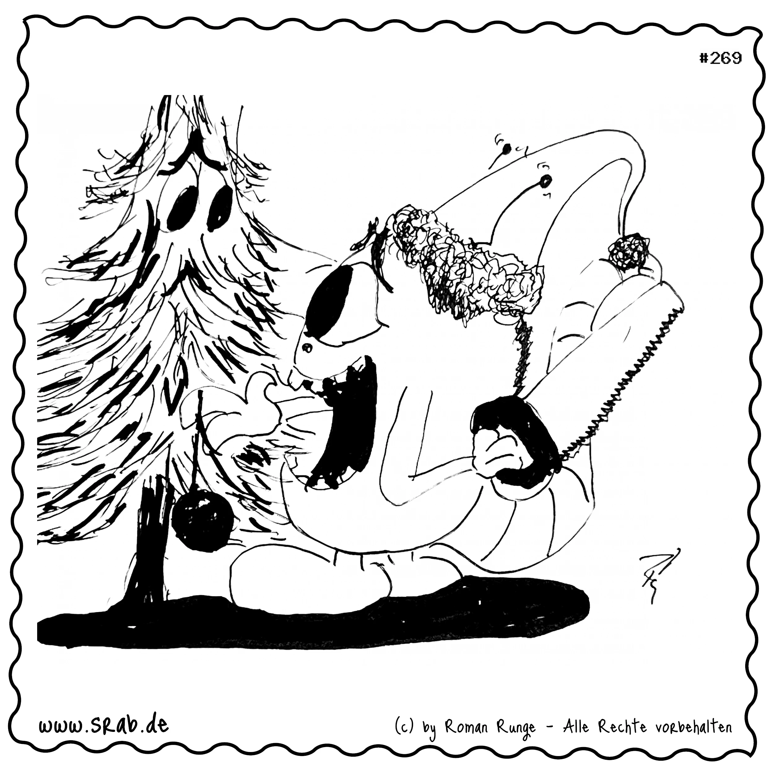 Srab #00269 - Weihnachten Kettensaege Tannenbaum Grusel Horror
