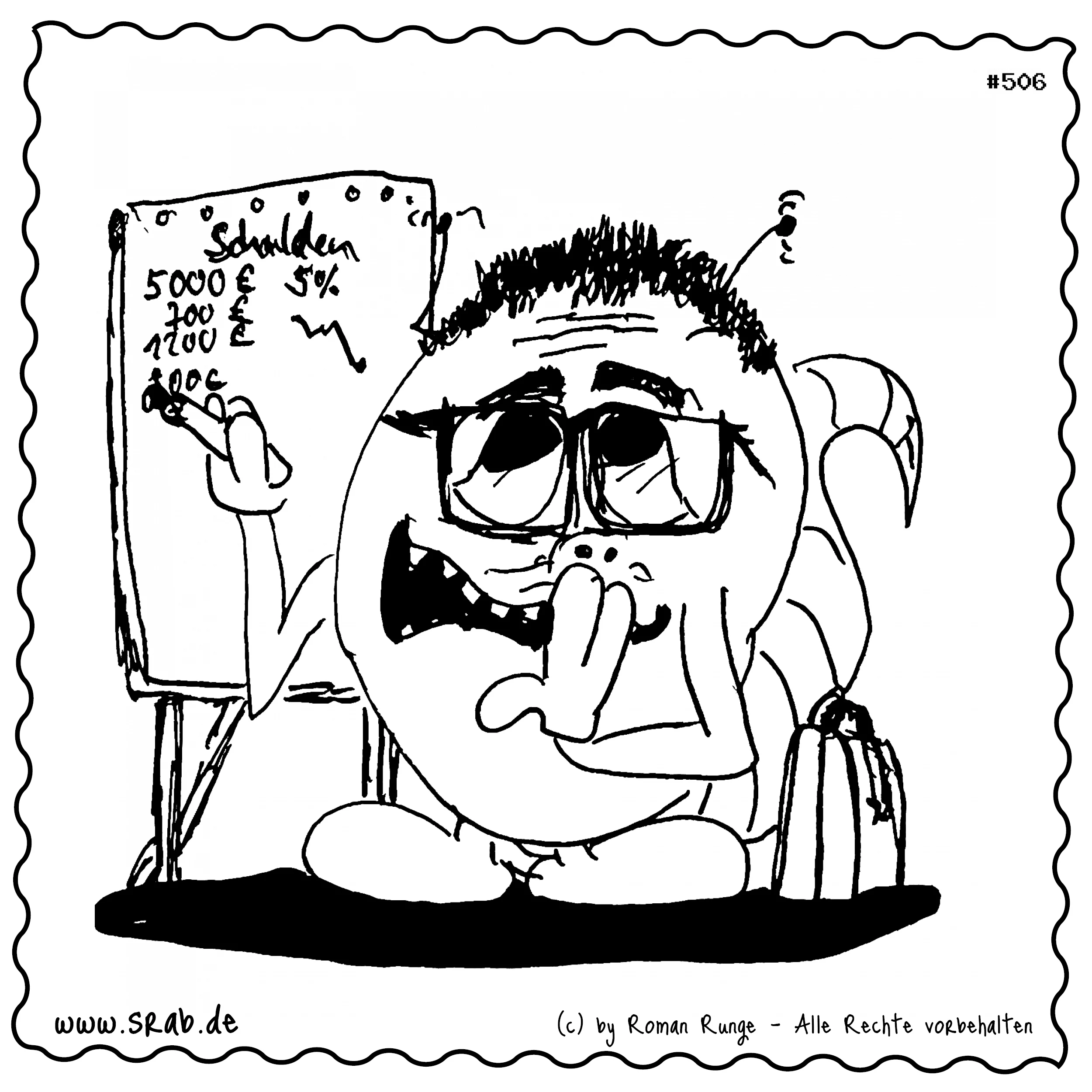 Srab #00506 - Schulden Flipchart Zwegat Brille Schulfach Wirtschaft