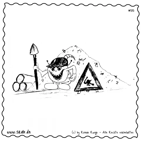 Srab #00055 - Bauarbeiter Schaufel Baustelle Sicherheitshelm