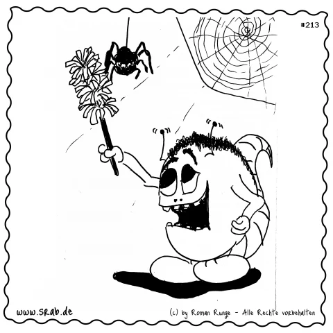 Srab #00213 - Spinne Staubwedel Putzen Netz Chaos