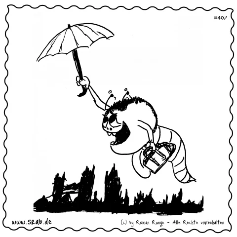Srab #00407 - Flug Regenschirm Kindermotiv Magisch Englisch