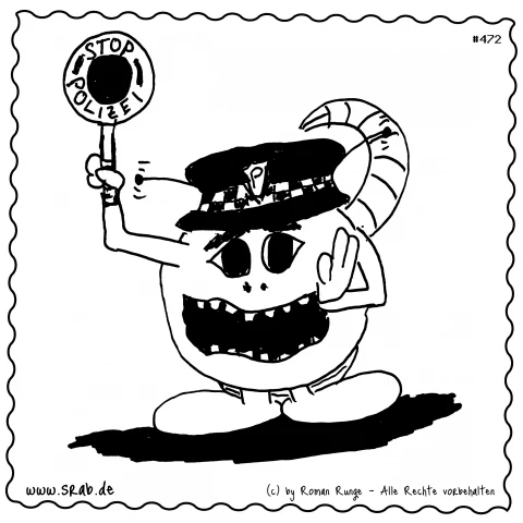 Srab #00472 - Polizei Verkehr Kelle Muetze Beruf Alien