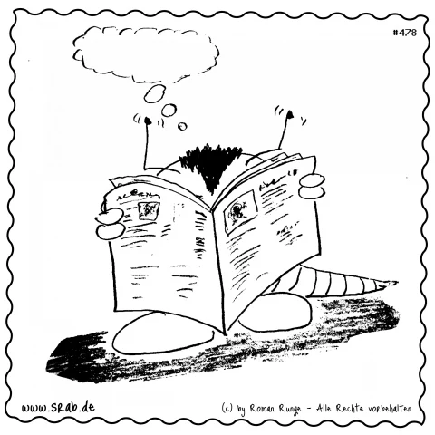 Srab #00478 - Zeitung Lesender Alien Srab Nachrichten Infos