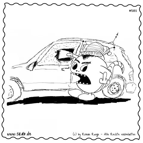 Srab #00581 - Eiskratzen Auto Winter Kalt Stinkefinger