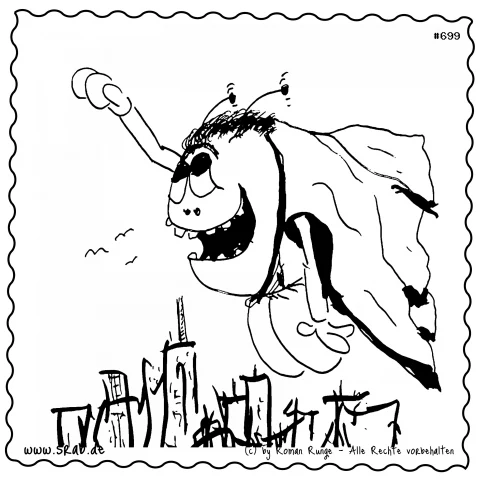 Srab #00699 - Superheld Fliegen Cape Hero Stadt