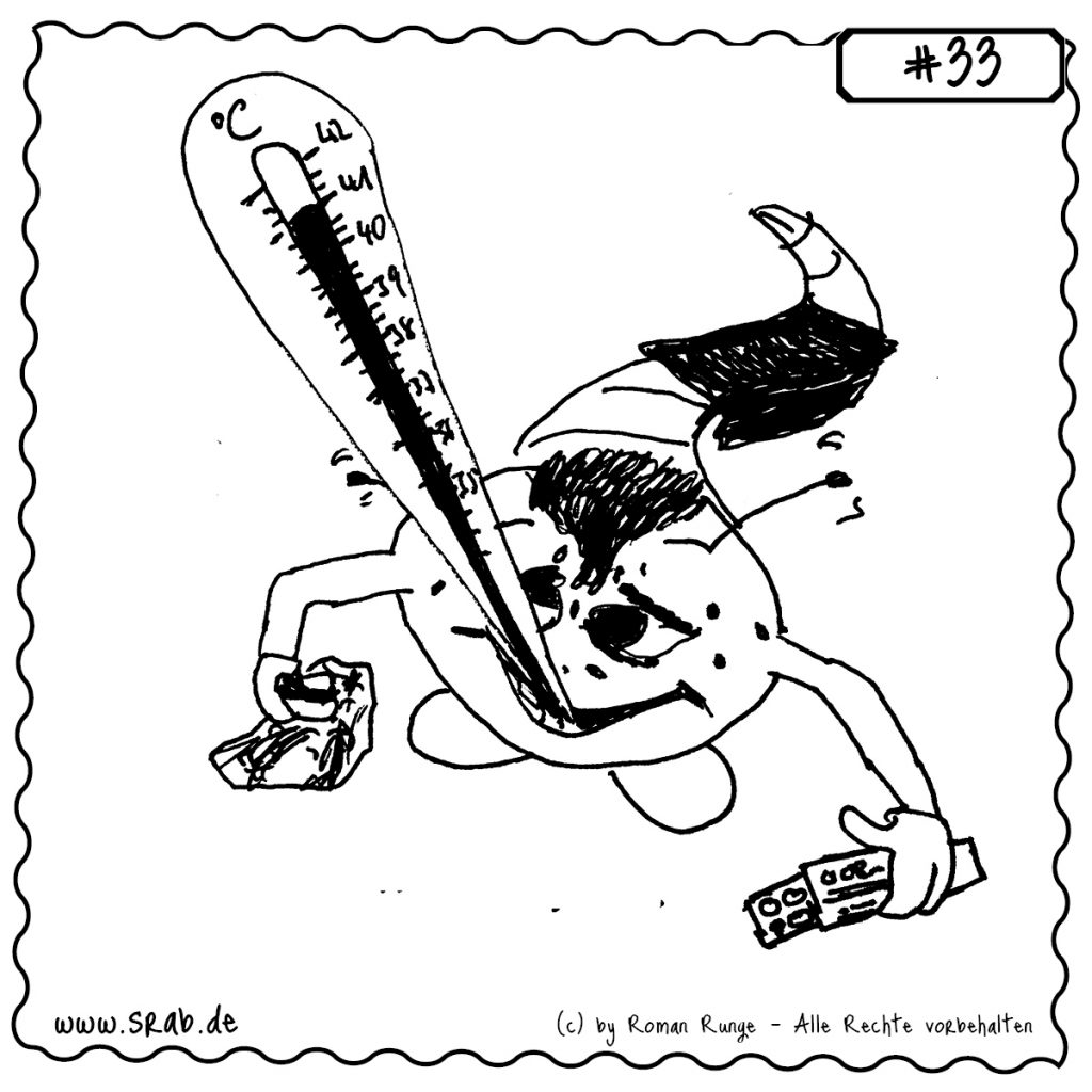 srab 00033 fieber krankheit alien mit grippe cartoon