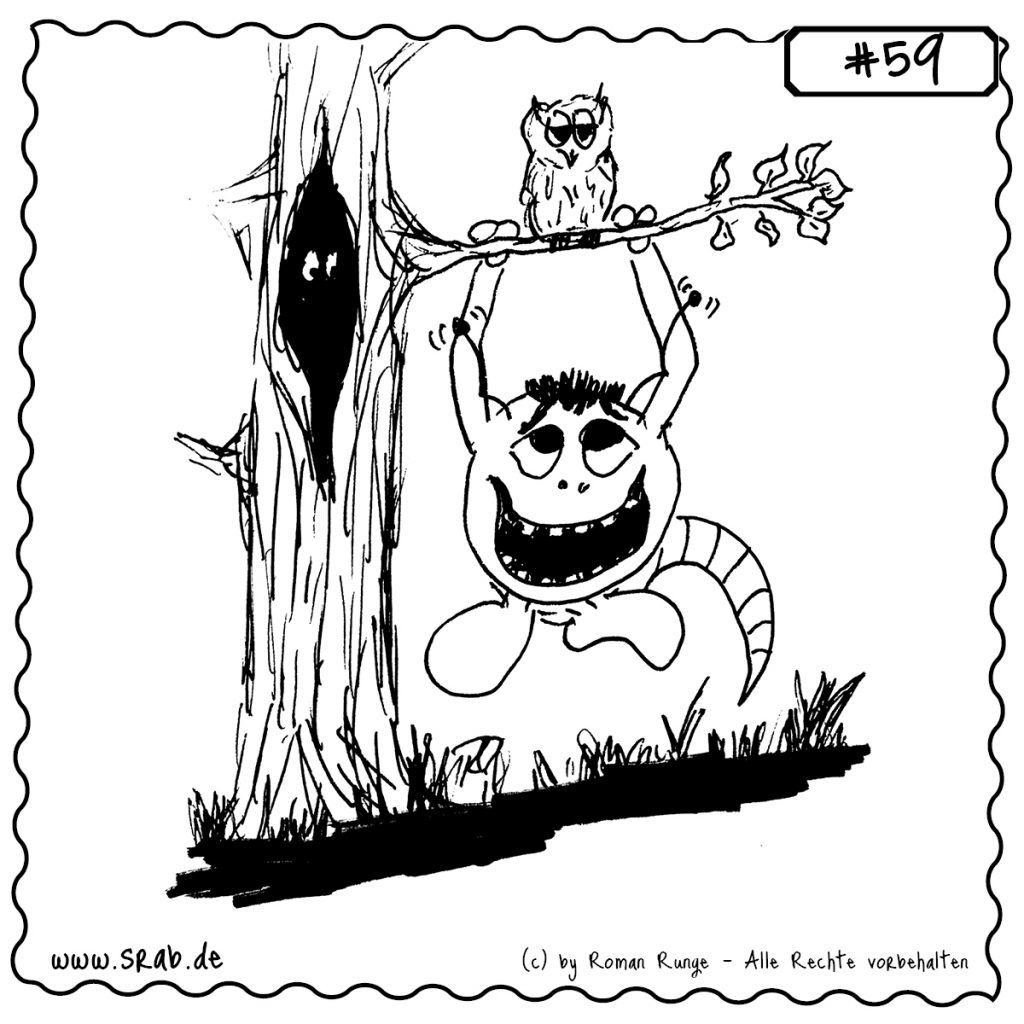 srab 00059 hangeln eule baumspiel alien im wald