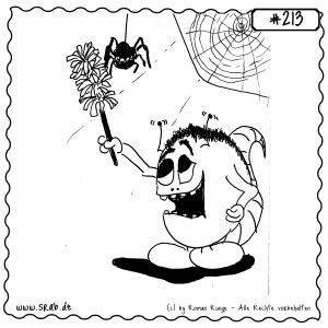 srab 00213 spinne staubwedel putzen netz chaos