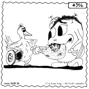 srab 00356 gans radbein haehnchenkeule essen schwarzhumor