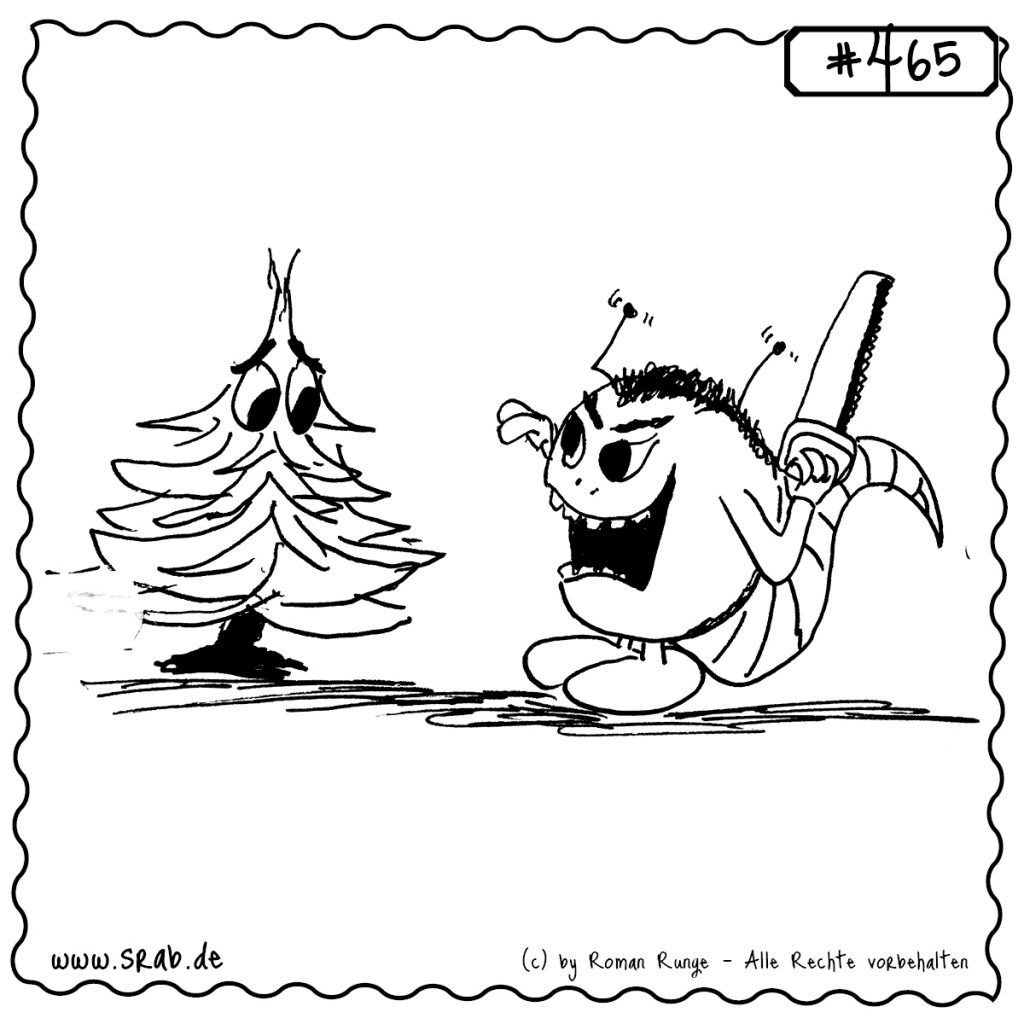 srab 00465 weihnachten tanne saege angriff baum