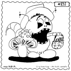 srab 00832 pilze sammeln herbst wald korb fliegenpilz