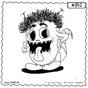 srab 00852 zunge fratze haare verrueckt lustig