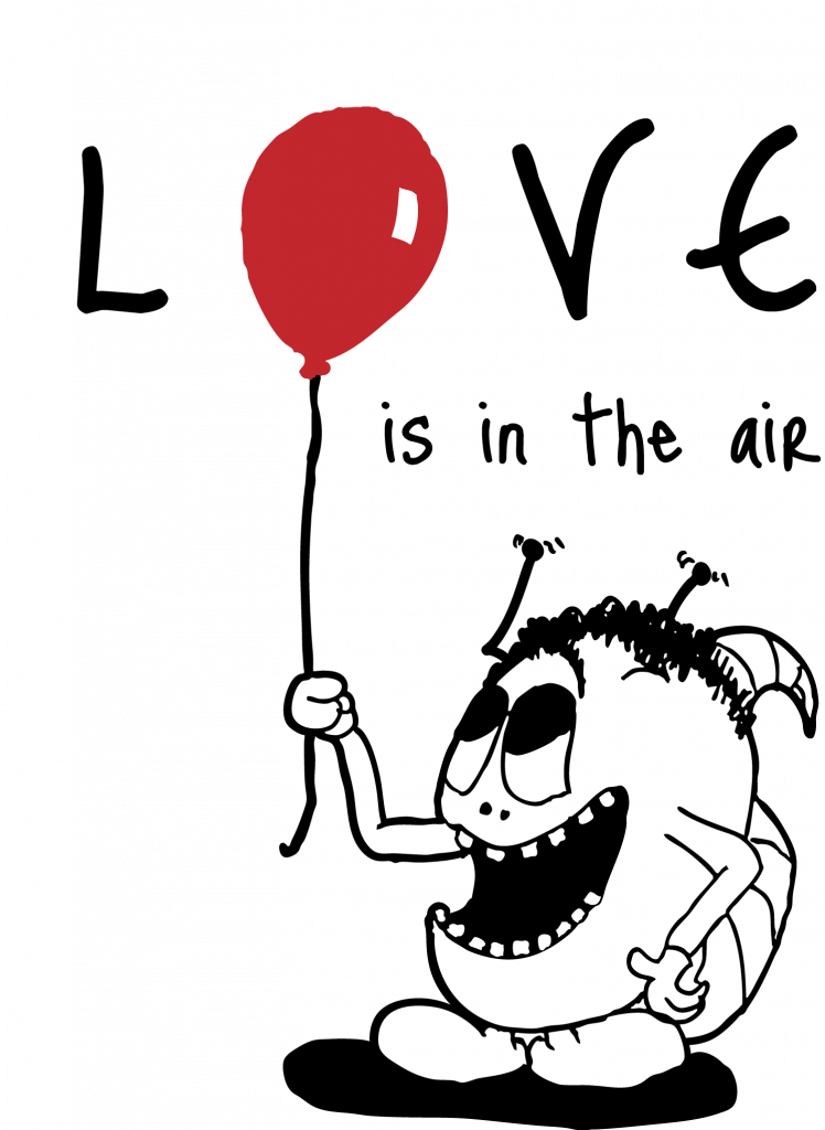 Love is in the Air - Srab mit rotem Luftballon auf Becher, Shirt und Kissen 1 Love is in the Air - Srab mit rotem Luftballon auf Becher, Shirt und Kissen